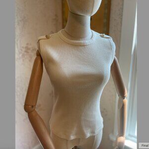 H&M Slim-Fit Ribbed Tank Top with golden buttons details